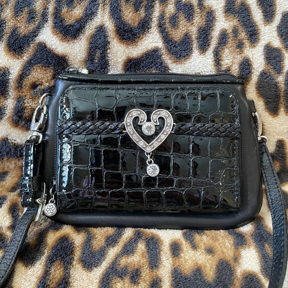 Black Leather Brighton Crossbody Bag/Purse